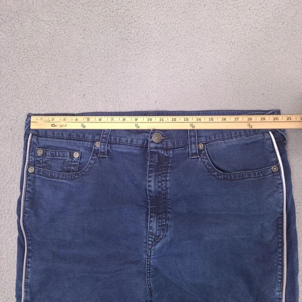 True Religion Jeans Mens 40x27 Blue Marco Relaxed Tapered Reflective‎ Stretch